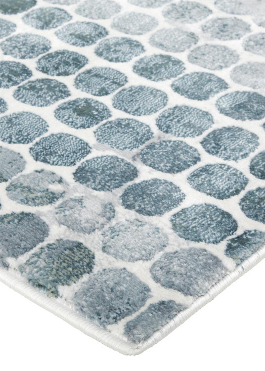 3' x 5' Blue and Gray Polka Dots Distressed Stain Resistant Area Rug