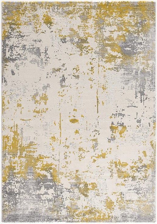 3' x 5' Gold Abstract Dhurrie Area Rug