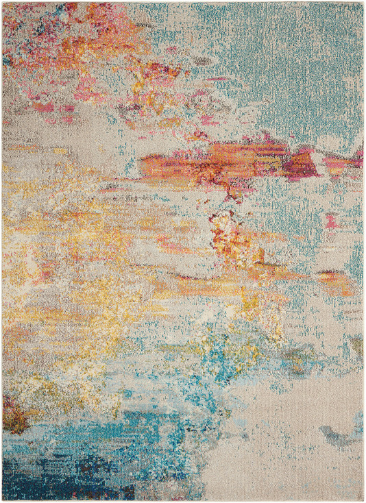 3' x 5' Sealife Abstract Power Loom Non Skid Area Rug