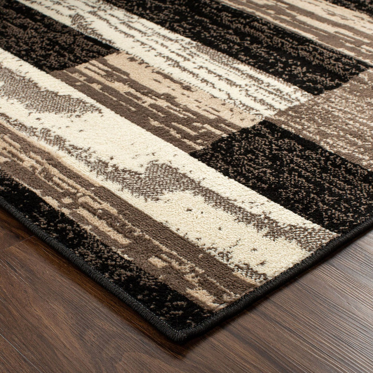 3' x 5' Chocolate Patchwork Power Loom Stain Resistant Area Rug