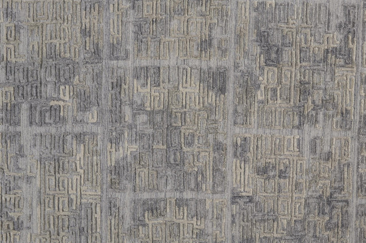 3' x 8' Gray and Ivory Abstract Hand Woven Runner Rug