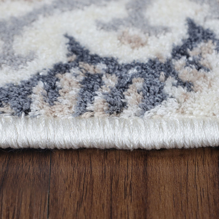 3' x 8' Ivory Geometric Medallion Stain Resistant Runner Rug