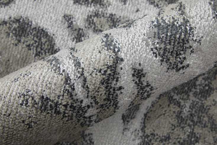 3' x 8' Gray Silver and Ivory Abstract Power Loom Runner Rug