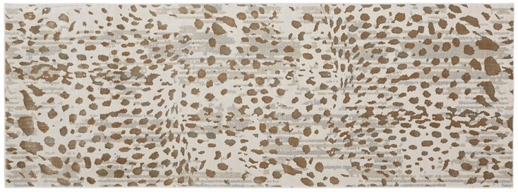 3' x 8' Brown and Ivory Abstract Stain Resistant Runner Rug
