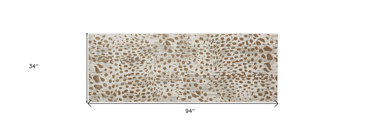 3' x 8' Brown and Ivory Abstract Stain Resistant Runner Rug