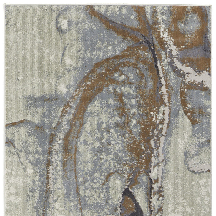 3' x 8' Gray and Brown Abstract Power Loom Runner Rug