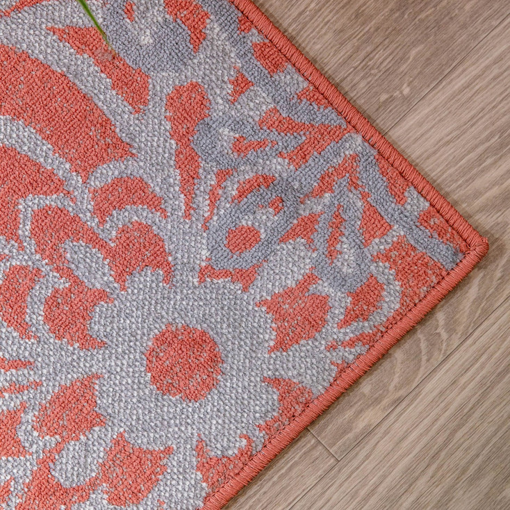 3' x 8' Ginger and Gray Medallion Power Loom Stain Resistant Runner Rug