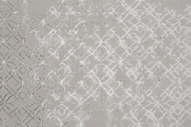 3' x 8' Silver Gray and White Abstract Stain Resistant Runner Rug