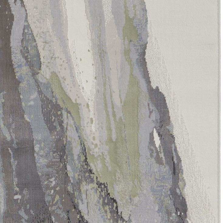 3' x 8' Green Purple and Ivory Abstract Power Loom Runner Rug