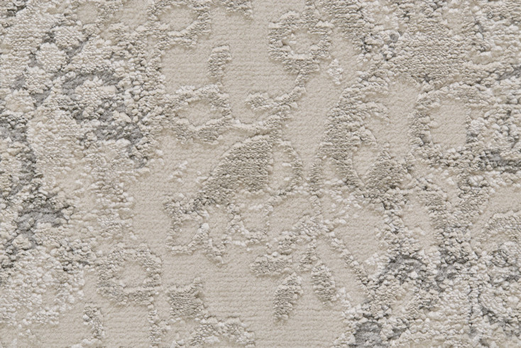 3' x 8' Ivory Gray and Black Abstract Stain Resistant Runner Rug