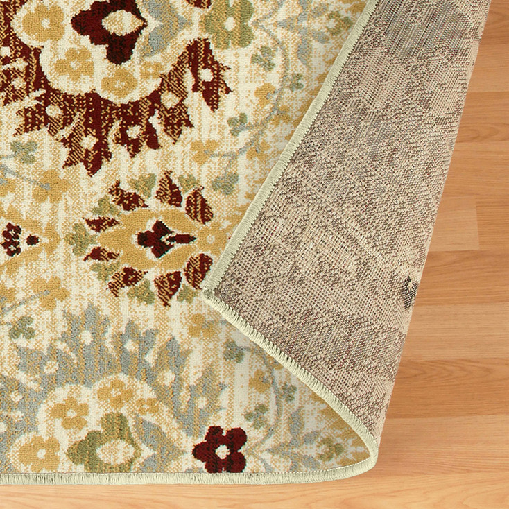 3' x 8' Camel Gray and Rust Floral Stain Resistant Runner Rug