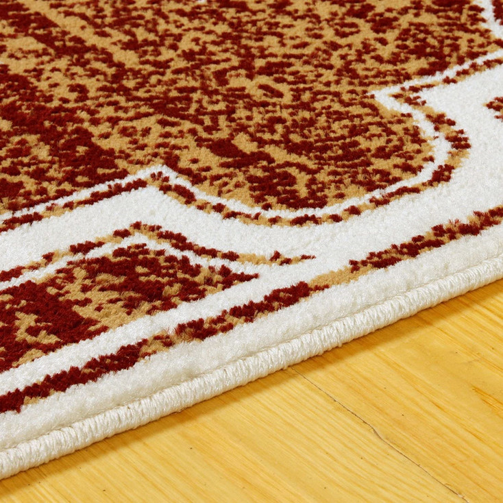 3' x 8' Brick and Gold Geometric Stain Resistant Runner Rug