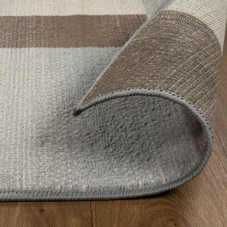 3' x 8' Grey Patchwork Power Loom Stain Resistant Runner Rug