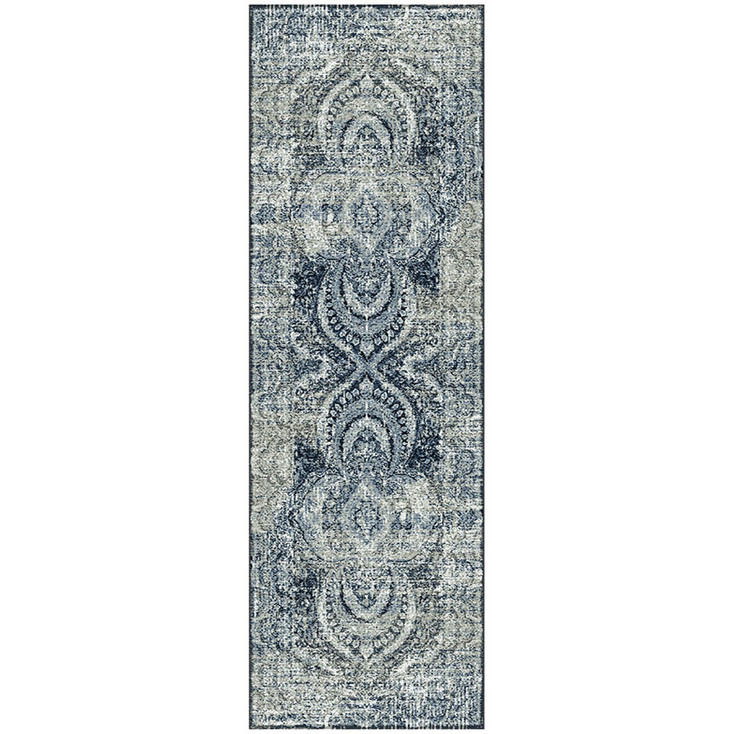 3' x 8' Taupe Abstract Power Loom Distressed Stain Resistant Runner Rug