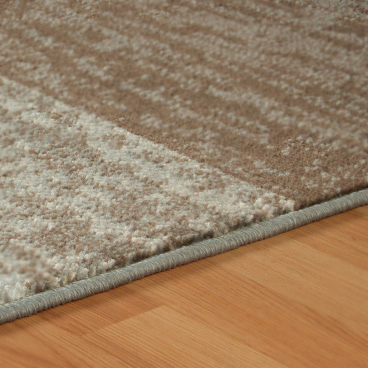 3' x 8' Light Blue and Ivory Patchwork Power Loom Stain Resistant Runner Rug