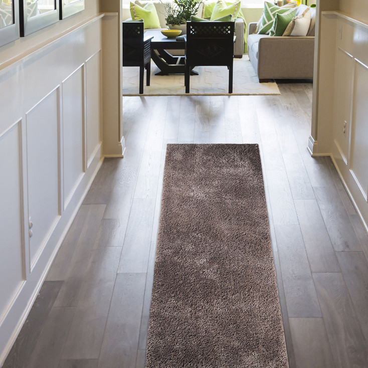 3' x 8' Taupe Tufted Handmade Stain Resistant Runner Rug
