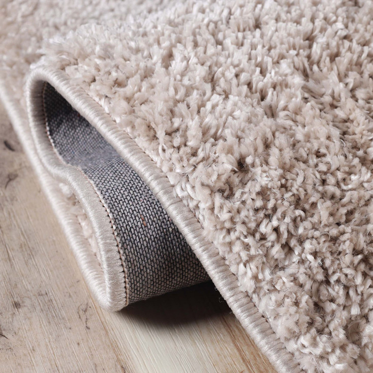 3' x 8' Beige Shag Stain Resistant Runner Rug