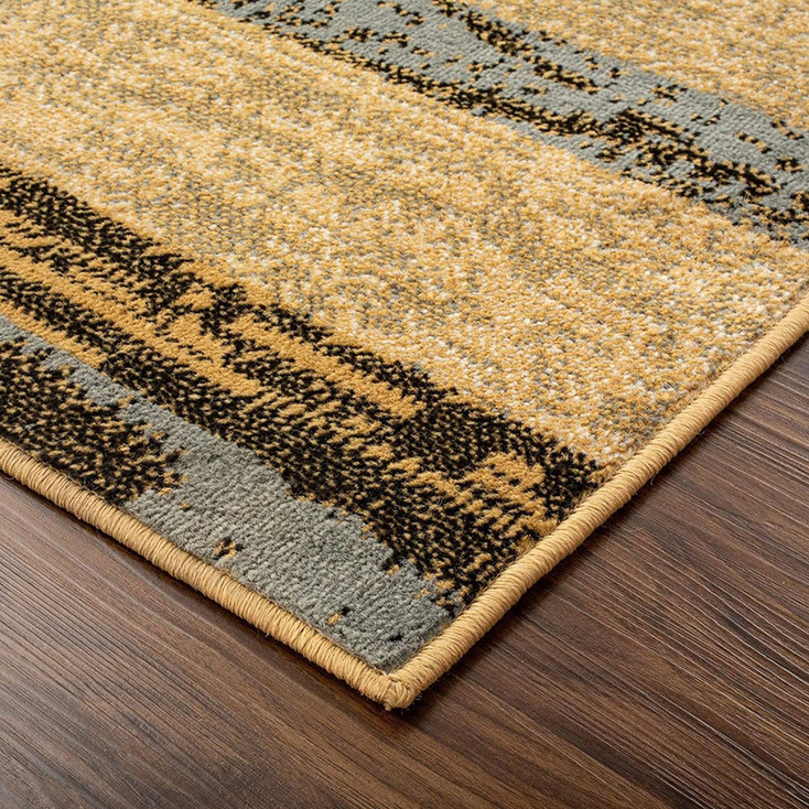 3' x 8' Light Blue and Beige Patchwork Power Loom Stain Resistant Runner Rug