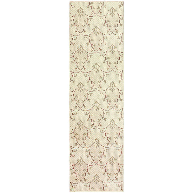 3' x 8' Runner Beige Green and Brown Floral Stain Resistant Runner Rug