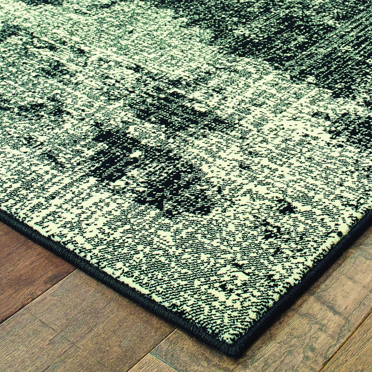 4' x 5' Black Ivory Machine Woven Abstract Indoor Area Rug