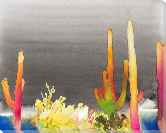 Red Cactus Wrapped Canvas Giclee Print Wall Art
