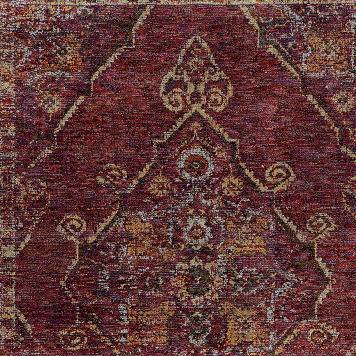 4' x 5' Red and Gold Oriental Power Loom Stain Resistant Area Rug
