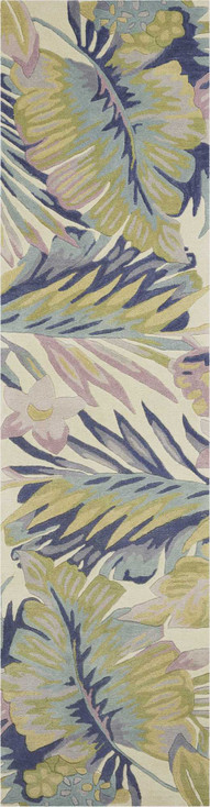 4' x 5' Pastel Tropical Leaves Wool Indoor Area Rug