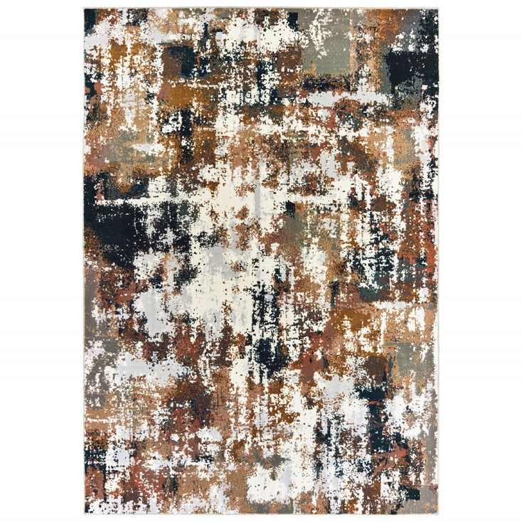 4' x 5' Ivory Gray Abstract Sectors Indoor Area Rug