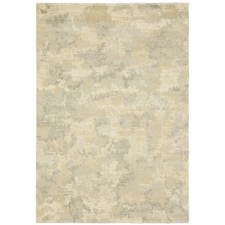 4' x 5' Grey Ivory Beige and Taupe Abstract Power Loom Stain Resistant Area Rug