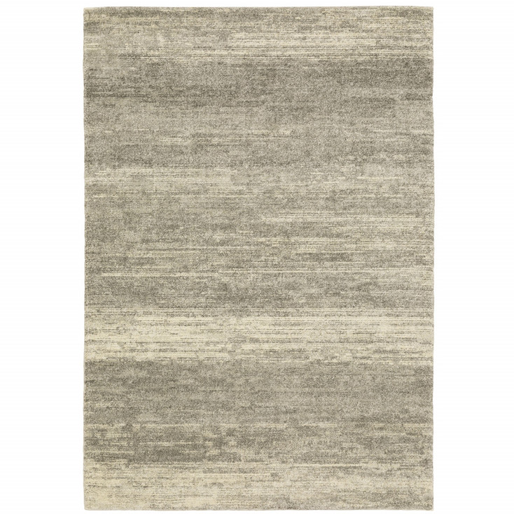 4' x 5' Grey Beige and Tan Abstract Power Loom Stain Resistant Area Rug