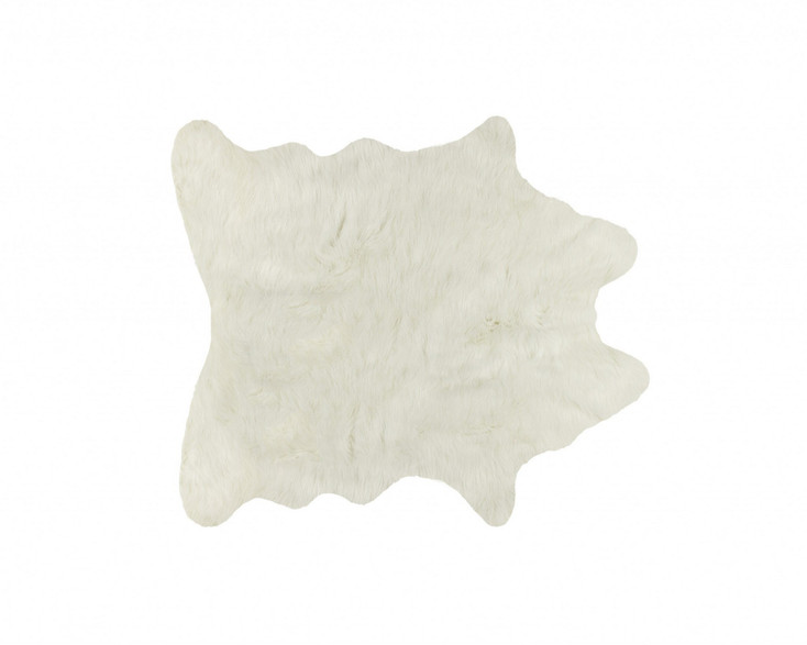 4' x 5' Off White Faux Cowhide Animal Print Cowhide Area Rug