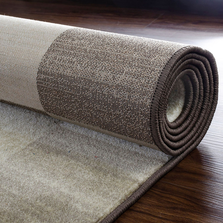 4' x 6' Beige Geometric Power Loom Stain Resistant Area Rug