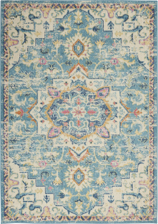 4' x 6' Blue & Ivory Dhurrie Area Rug