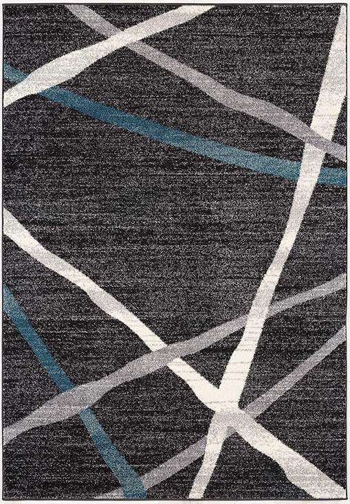 4' x 6' Distressed Black and Gray Abstract Area Rug