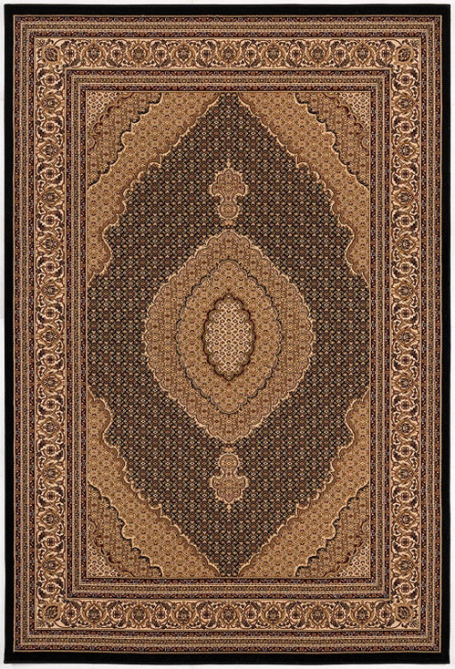 4' x 6' Black and Beige Medallion Area Rug