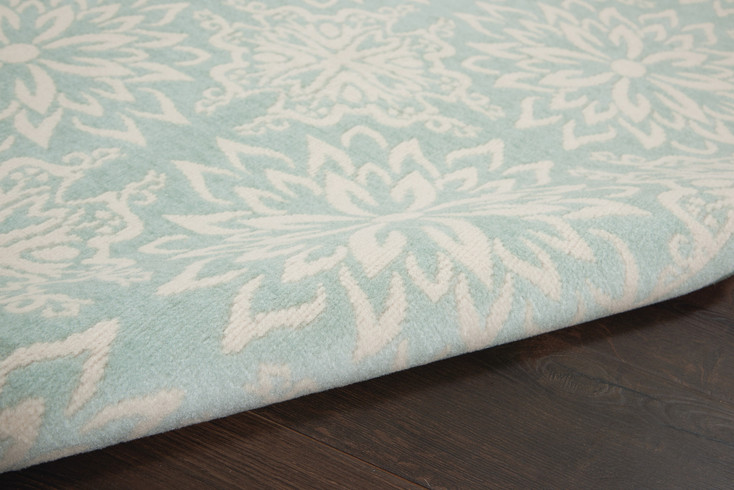 4' x 6' Aqua Floral Power Loom Area Rug