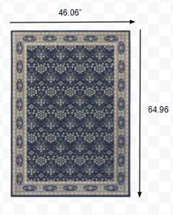 4' x 6' Navy and Gray Floral Ditsy Area Rug