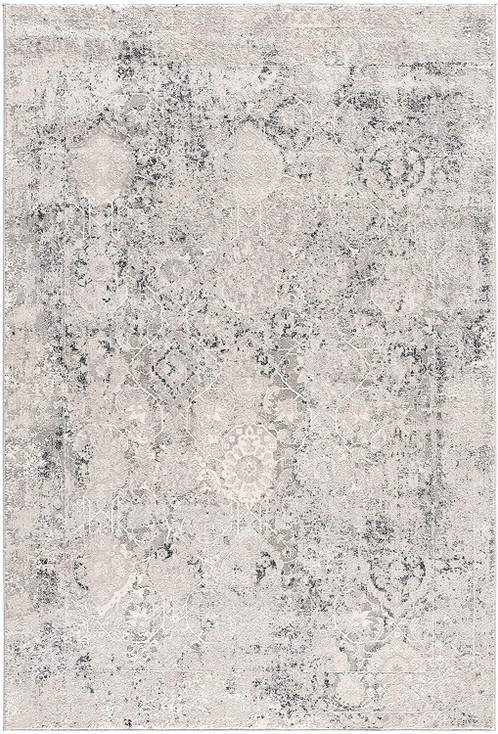 4' x 6' Gray and Ivory Abstract Distressed Area Rug