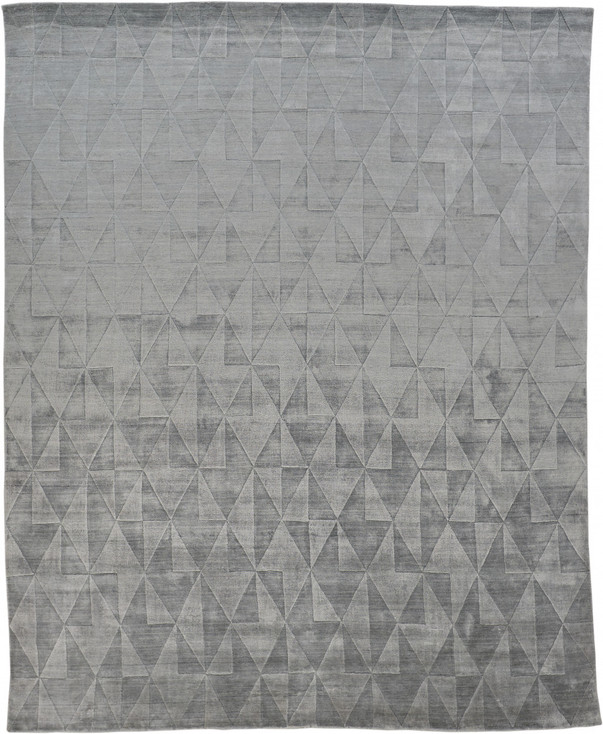 4' x 6' Gray Ivory and Silver Geometric Hand Woven Area Rug