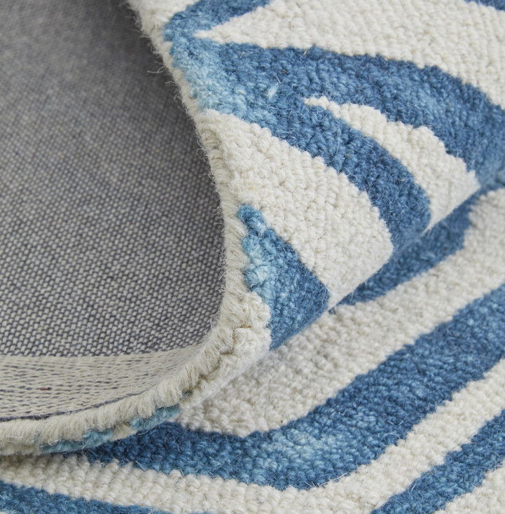 4' x 6' Blue and Ivory Wool Geometric Tufted Handmade Area Rug