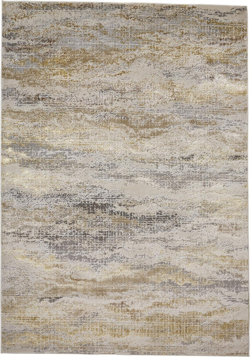 4' x 6' Gold Gray and Ivory Abstract Area Rug