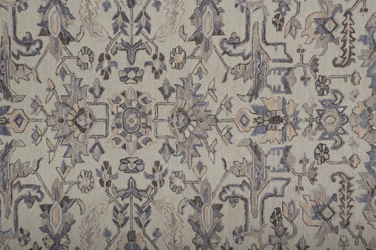 4' x 6' Ivory and Gray Wool Floral Tufted Handmade Stain Resistant Area Rug