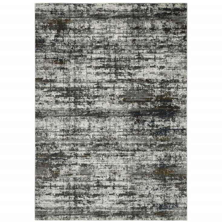 4' x 6' Ivory Charcoal Grey Blue Rust and Brown Abstract Power Loom Area Rug