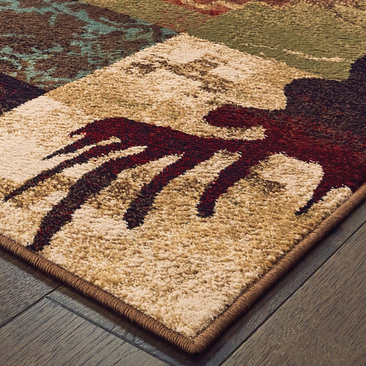 4' x 6' Rustic Brown Animal Lodge Area Rug