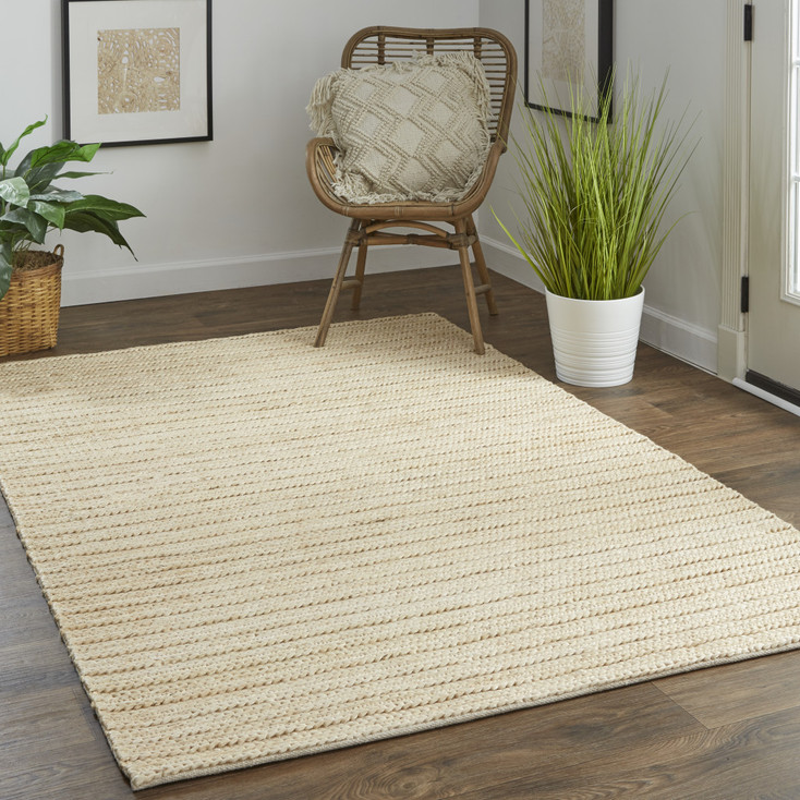4' x 6' Tan Ivory and Taupe Hand Woven Area Rug