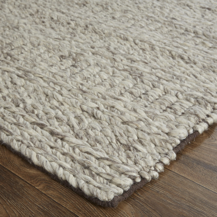4' x 6' Ivory Gray and Tan Wool Hand Woven Stain Resistant Area Rug