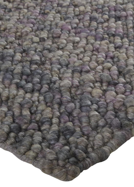 4' x 6' Purple Taupe and Gray Wool Hand Woven Distressed Stain Resistant Area Rug