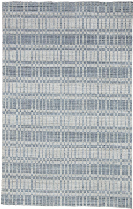 4' x 6' Blue Gray and Ivory Striped Hand Woven Area Rug