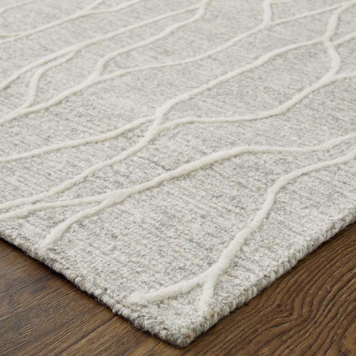 4' x 6' Taupe and Ivory Wool Abstract Tufted Handmade Stain Resistant Area Rug