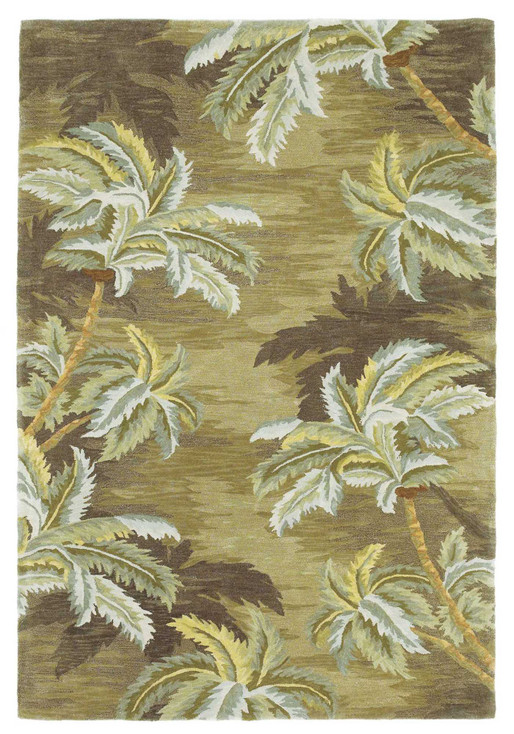 4' x 6' Moss Green Hand Tufted Palm Trees Indoor Area Rug